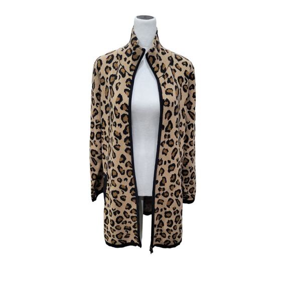 Rachel Zoe Women's Animal Print Sweater Size 1x Longline Zip Up Cardigan Cheetah - Picture 3 of 11